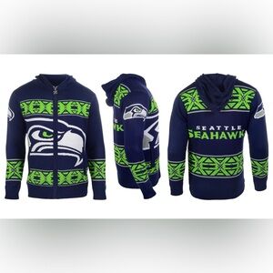 NFL Seattle Seahawks Blue and Green Zip-Up Sweater